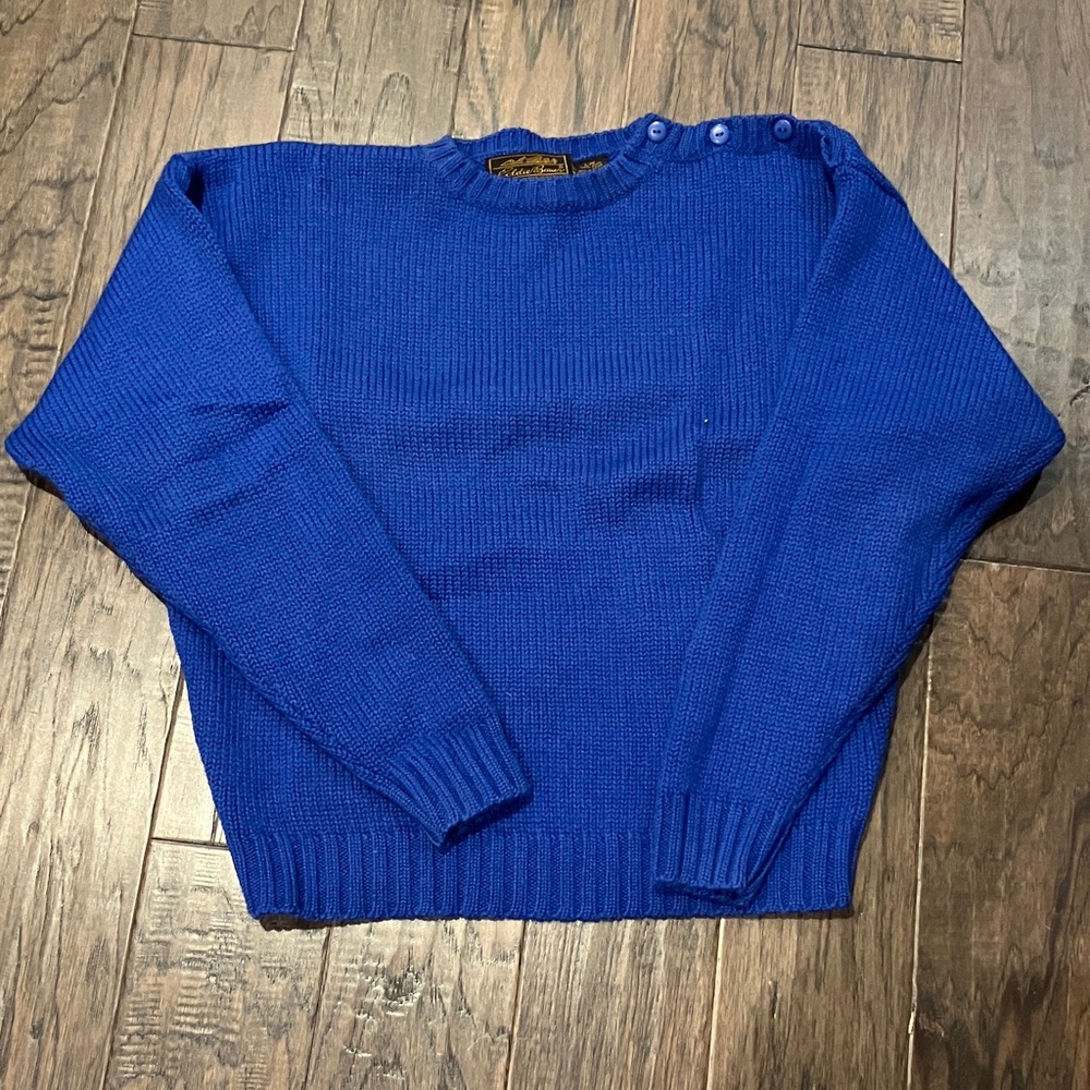 Eddie Bauer Royal Blue Crewneck Sweater 100% wool